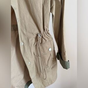stradivarius tan utility jacket with olive trim